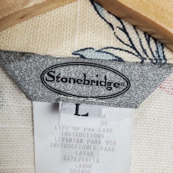 Vintage Stonebridge Blazer Womens Large Cottagecore 90s Floral Linen Preppy Boho - Picture 12 of 12